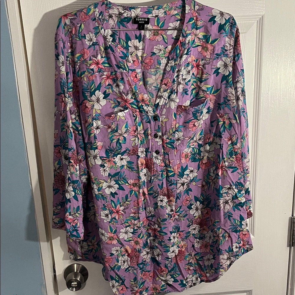 Torrid Purple Floral Blouse